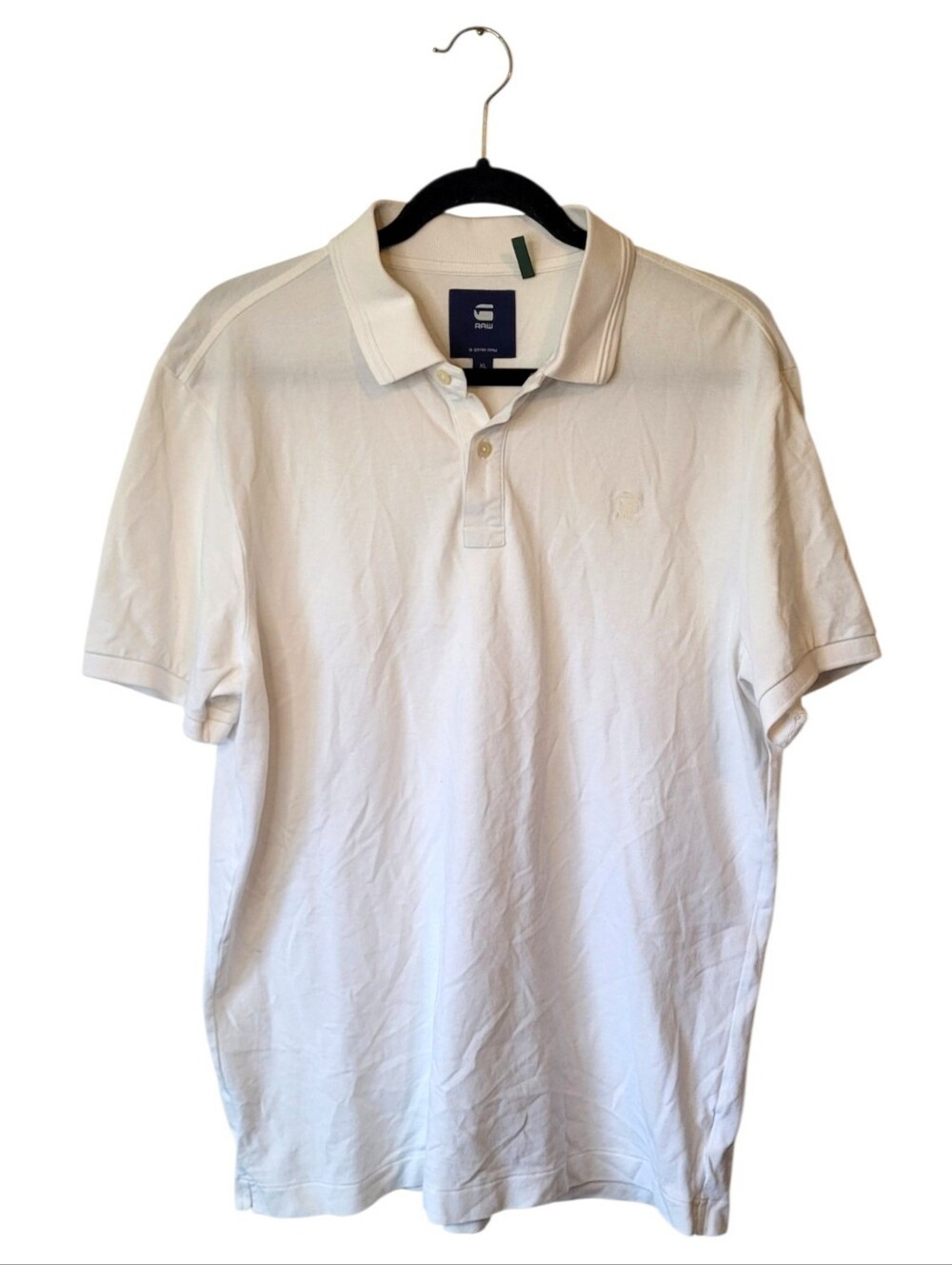 G-Star Raw Men's White Short Sleeve Polo Shirt Size XL.